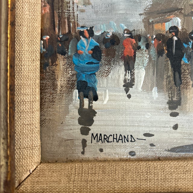 1950’s Original Impressionist Paris Street Scene Painting on Canvas For Sale - Image 4 of 5