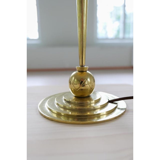 Art Deco Brass Table Lamp attributed to Lars Holmström, Sweden, 1930s For Sale - Image 6 of 14