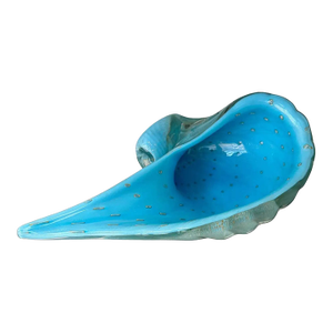Murano Barbini Venetian Baby Blue Conch Seashell Bowl