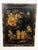A striking 20th century decorative panel executed in the Chinoiserie tradition, featuring an elegant black lacquer ground...