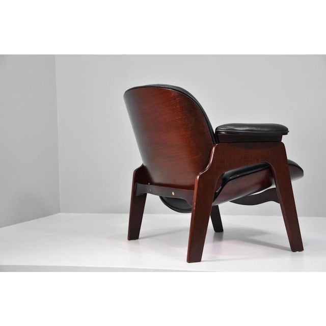 Ico Parisi Vintage Chairs in Wood and Leather by Ico Parisi for Mim Roma, 1960s, Set of 2 For Sale - Image 4 of 18