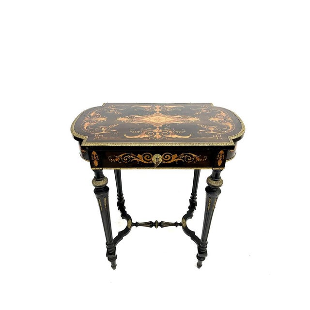 Wood Napoleon III Table with Marquetry Decoration For Sale - Image 7 of 9
