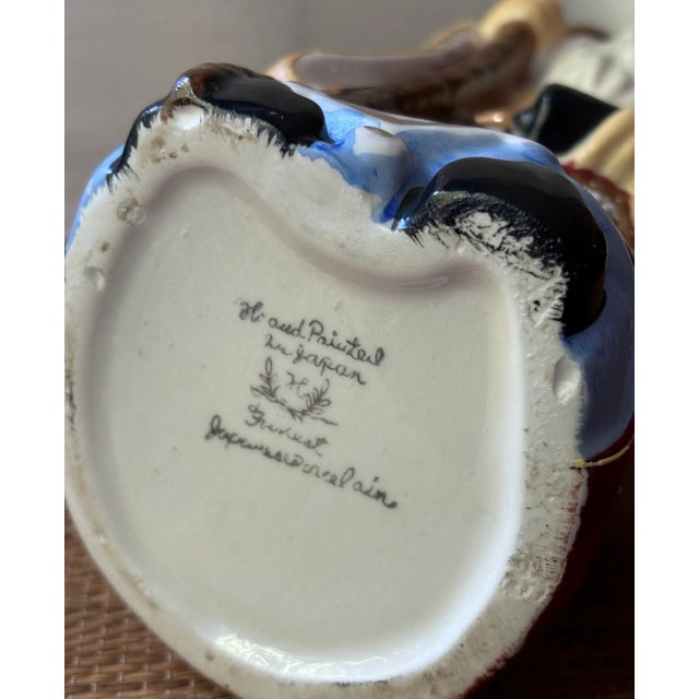 Ceramic Pair of Vintage Porcelain Kamotsuru Sake Bottles Depicting the Gods of Longevity and Wealth For Sale - Image 7 of 12