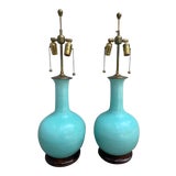 Christopher Spitzmiller Turquoise Gourd Lamps - a Pair For Sale