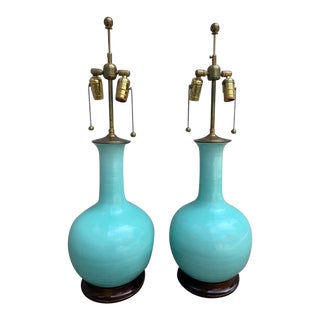 Christopher Spitzmiller Turquoise Gourd Lamps - a Pair For Sale