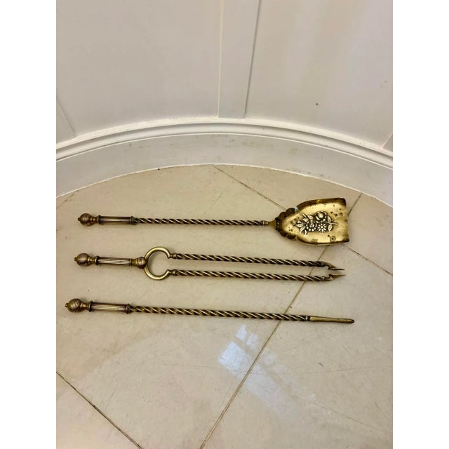 Antique Victorian Brass Fire Irons and Dog, 1860 For Sale - Image 12 of 13