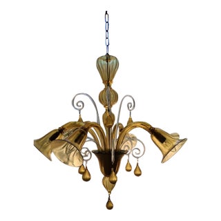 Mid 20th Century Mid Century Modern Murano Glass Venetian Chandelier - 6 Light For Sale