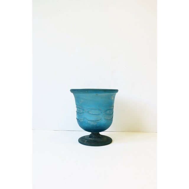 Blue Art Glass Urn Vase Chairish