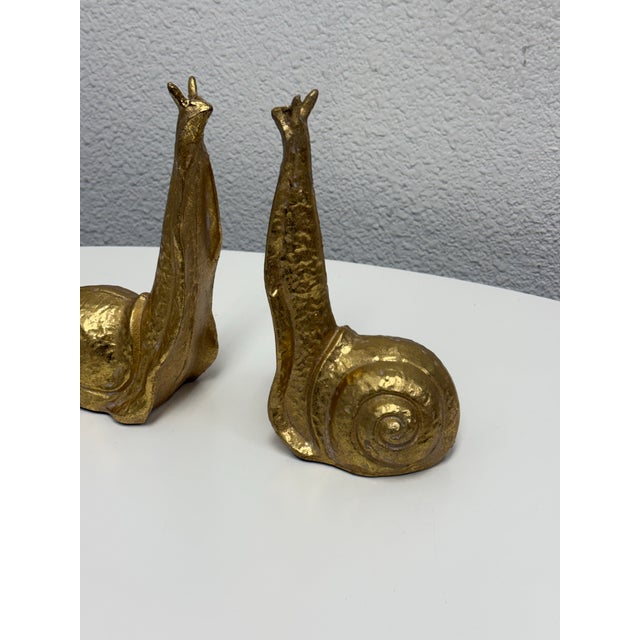 Modern Anthropologie Gold Gilded Snail Bookends, Pair For Sale - Image 3 of 12