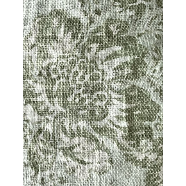 Vintage Braemore Fabrics Sage Green Linen Blend Floral Performance Upholstery Fabric — 6 Yards For Sale - Image 11 of 13