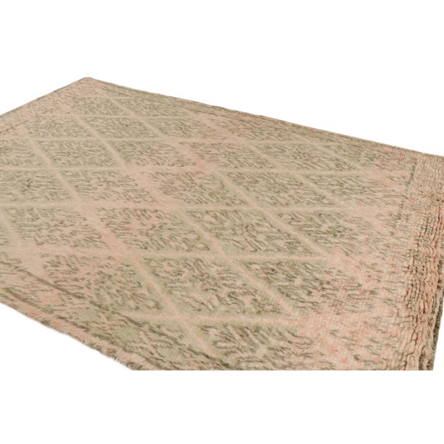Rug & Kilim Rug & Kilim’s Moroccan Style Rug With Green and Pink Geometric Patterns For Sale - Image 4 of 7
