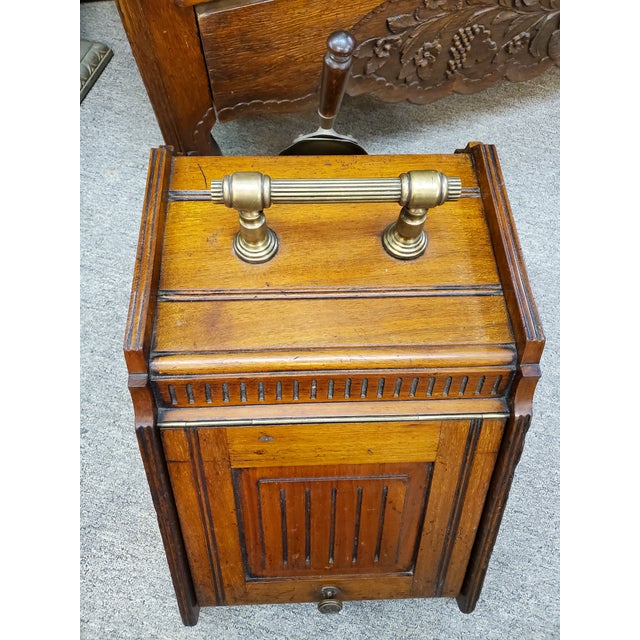 Antique Wooden Coal Box With Brass Shovel Chairish