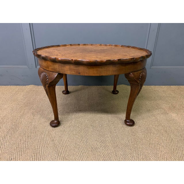 Large Round Burr Walnut Coffee Table, 1920s For Sale - Image 3 of 6