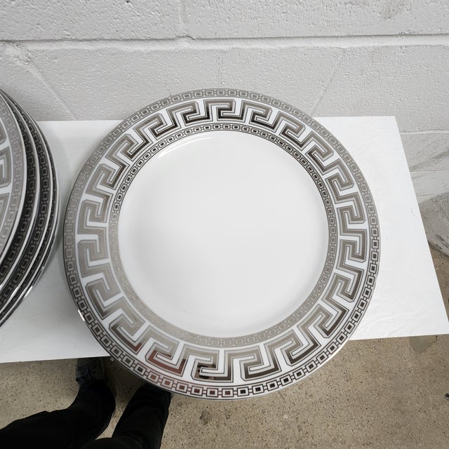 Casati Bavaria Fine Porcelain Dinner Plates With Platinum Greek Key Border – Set of 6 For Sale - Image 16 of 17