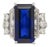 Vintage 8.56 Carat Vivid Blue Sapphire and Trapezoid Diamond Ring in Platinum For Sale