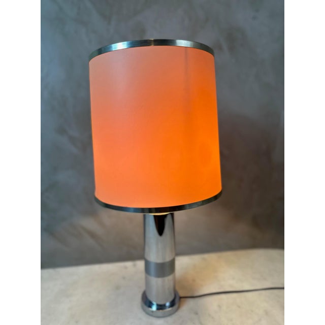 Chrome Metal Table Lamp, 1970 For Sale - Image 9 of 11