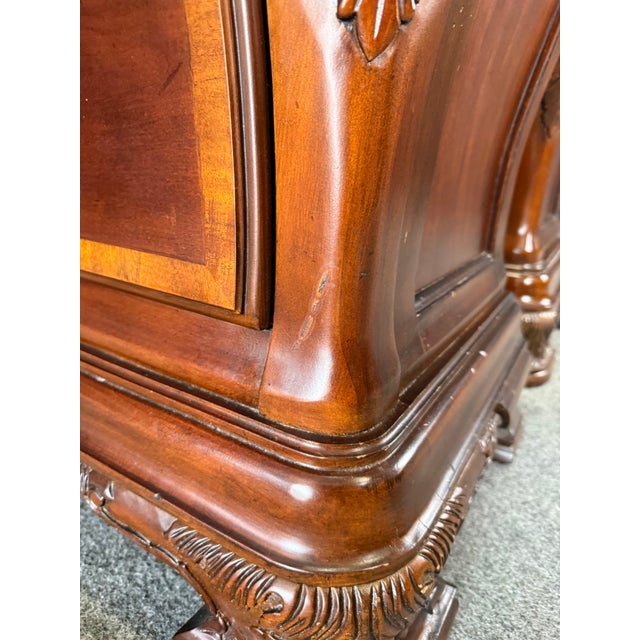 Pair of Cognac Finish Banded Cherry Nightstands For Sale - Image 16 of 18