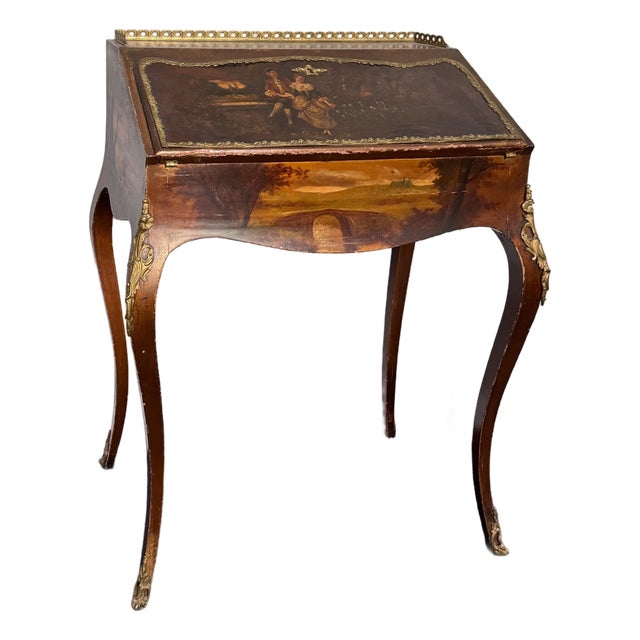 Antique French Louis XV Style Mahogany Painted Writing Desk For Sale