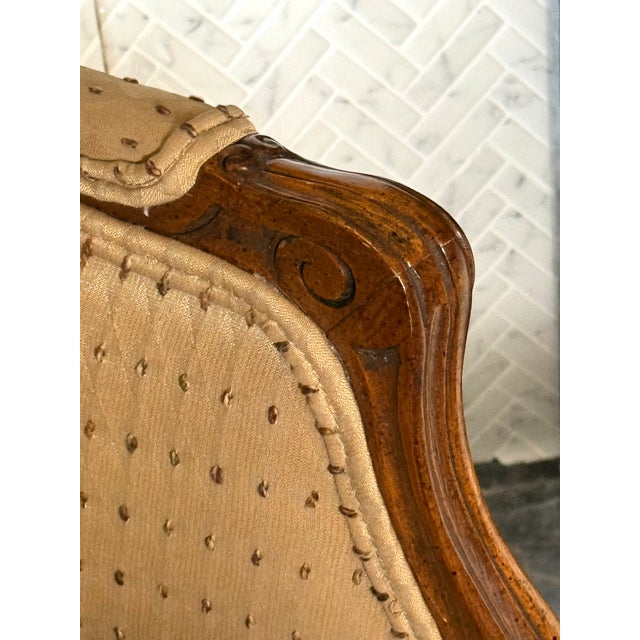 1980s Vintage French Louis XV Style Carved Wood Accent Armchair For Sale - Image 5 of 8