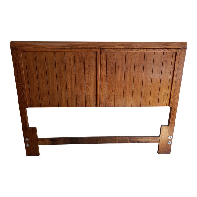 Vintage Thomasville Queen Oak Headboard With Bead Board Detail Chairish