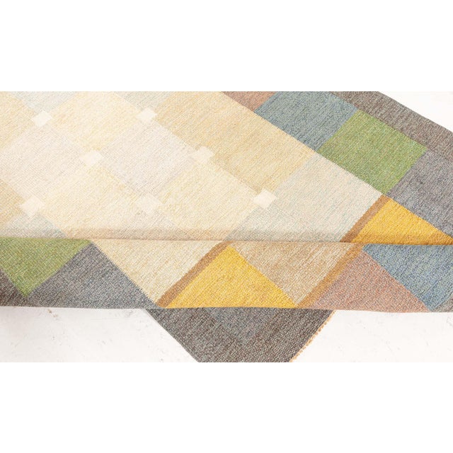 Mid-Century Modern Doris Leslie Blau Vintage Swedish Flat Woven by Ulla Parkdal For Sale - Image 3 of 10