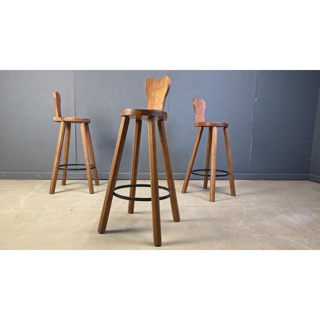 Vintage Brutalist Bar Stools, 1960s, Set of 3 For Sale - Image 3 of 12