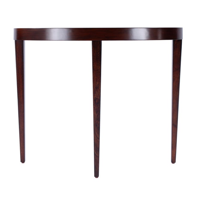 Spritely Home Accent Furniture Ingrid 36 in. W Demilune Wood Traditional Console Table, Traditional Burl For Sale - Image 4 of 8