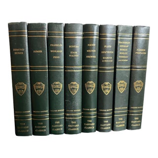 Harvard Classics Green Leather Bound Books - Set of 8 For Sale