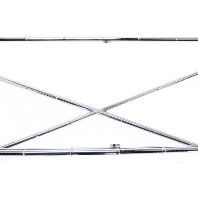 Mid-Century Modern Faux Bamboo Chrome X-Base Coffee Table For Sale - Image 6 of 10