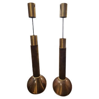 Brass & Wood Lights from Stilux, Italy, Set of 2 For Sale
