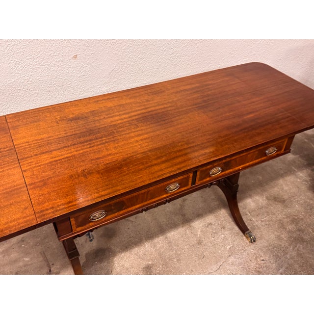 Regency Style Mahogany Drop-Leaf Desk, Vintage For Sale - Image 9 of 12
