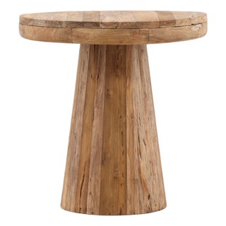 Rustic Modern Salvaged Teak Round Outdoor Counter Table For Sale