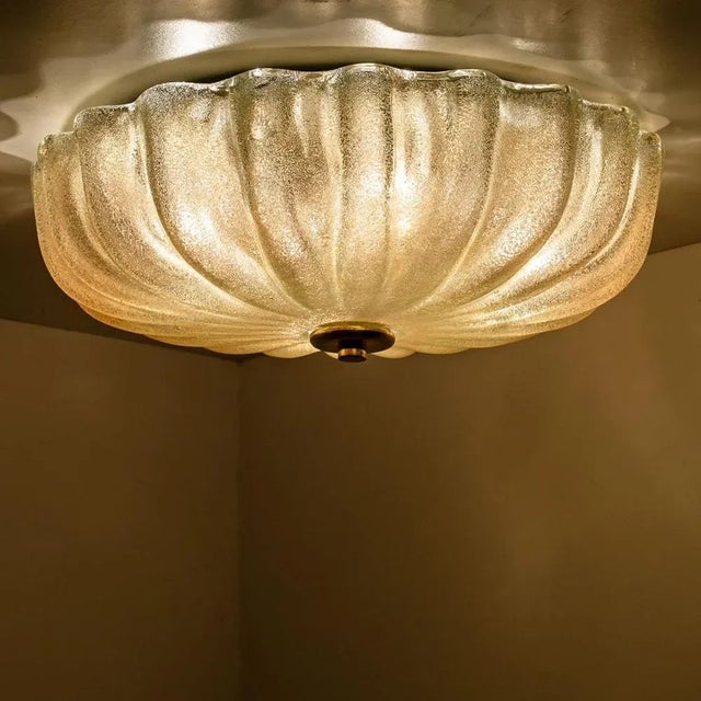 Amber Murano Glass Flush Mount in the style of Barovier & Toso, 1970s For Sale - Image 3 of 18