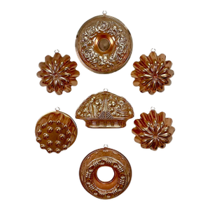 Mid-Century Boho Chic French Style Arts & Crafts Copper Molds - Set of 7.