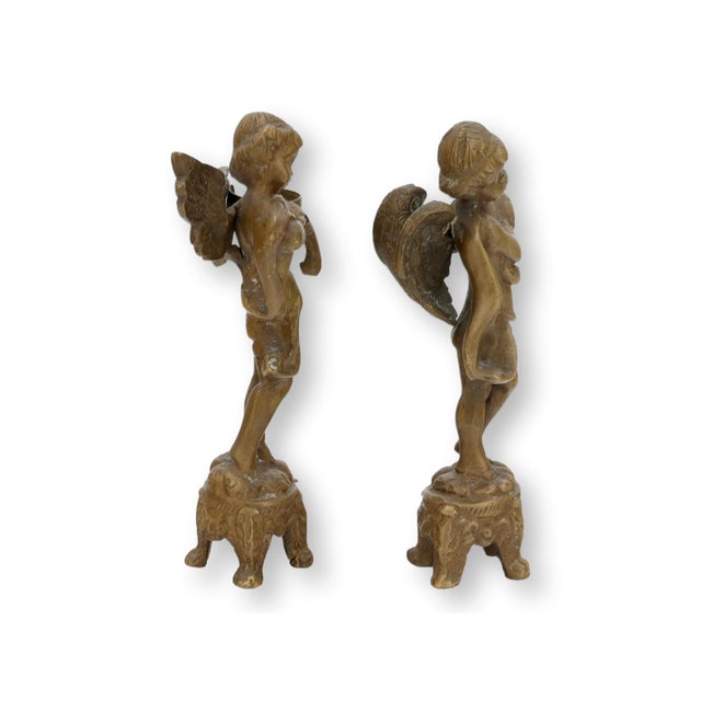 Bronze Cherub Figures Flower/ Candle Holders For Sale - Image 4 of 6
