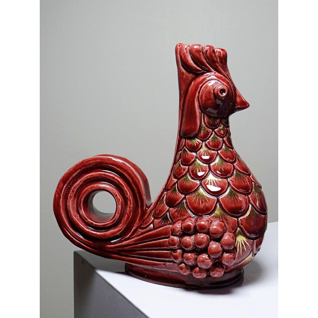 Glazed Ceramic Rooster Candlesticks by A.G Roger, 1940s, Set of 2 For Sale - Image 4 of 18