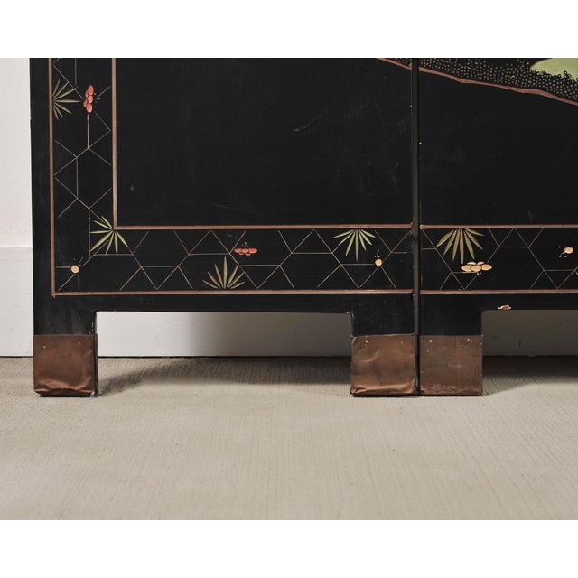 Chinese Export Eight-Panel Coromandel Screen Gilt Pavilion 10 Ft For Sale - Image 18 of 18