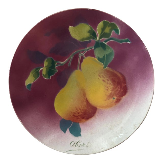 Circa 1900s French K & G Luneville Hanging Pear Plate For Sale