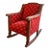 Vintage Traditional Wooden Rocking Chair With Red & Gold Star Upholstery For Sale