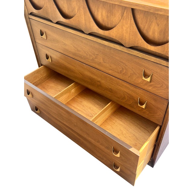 Broyhill Brasilia Tall Dresser Highboy in Vintage Mid Century Modern Style, Attributed For Sale - Image 9 of 12