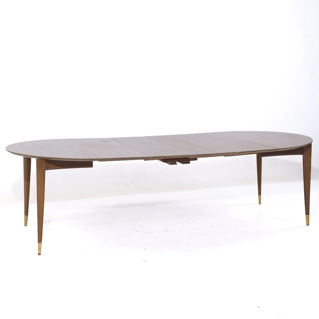 Brown Gio Ponti for Singer and Sons Model 2135 Mid Century Walnut Expanding Dining Table With 4 Leaves For Sale - Image 8 of 9