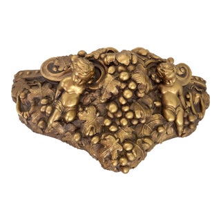 Vintage Gold Victorian Gold Cherub Jardiniere/Planter Wall Pocket For Sale