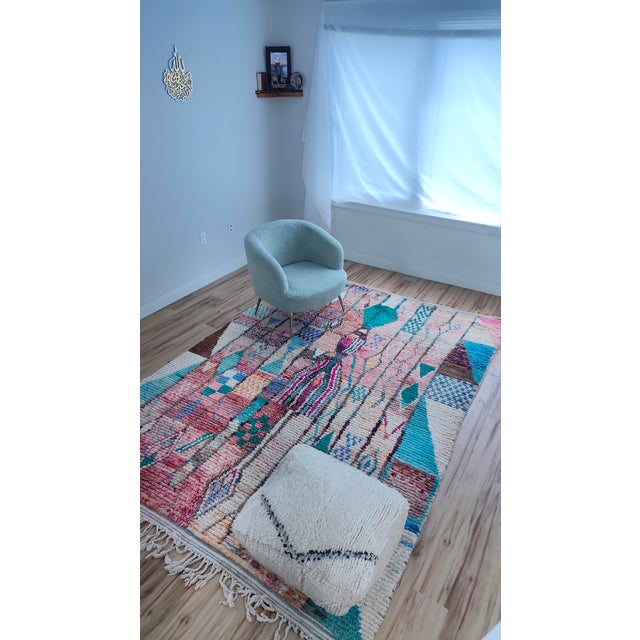 Contemporary Rose Clay Patchwork Wool Moroccan Rug For Sale - Image 15 of 18