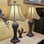 Vintage Uttermost Carved Wood-Finish Urn Table Lamps With Damask Shades – Pair For Sale - Image 15 of 18
