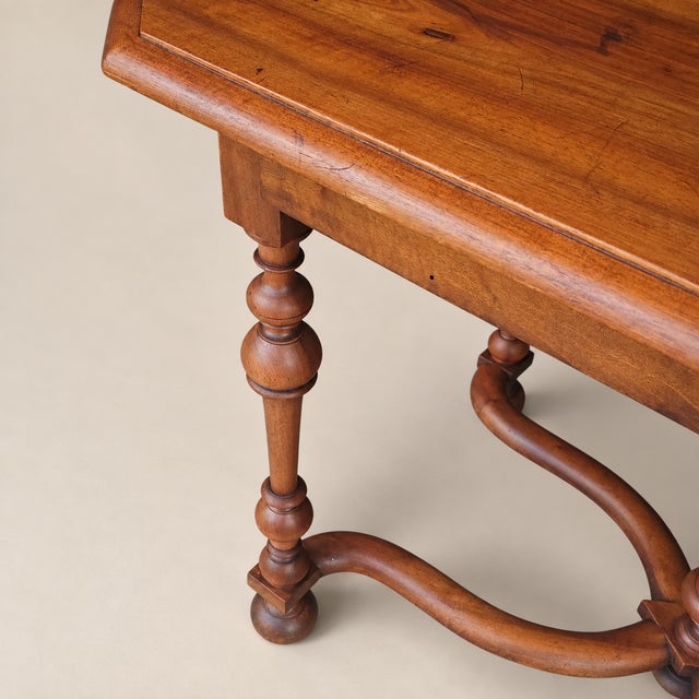 20th Century Louis XIII Style Walnut Writing Table With X-Form Stretcher For Sale - Image 9 of 10