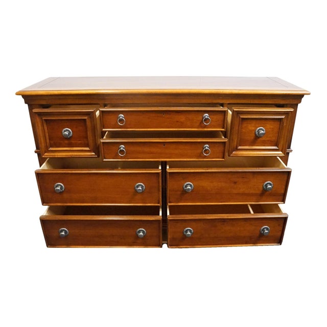 Late 20th Century Stanley Furniture Solid Cherry Contemporary Traditional 63" Double Dresser 23213 For Sale - Image 5 of 13