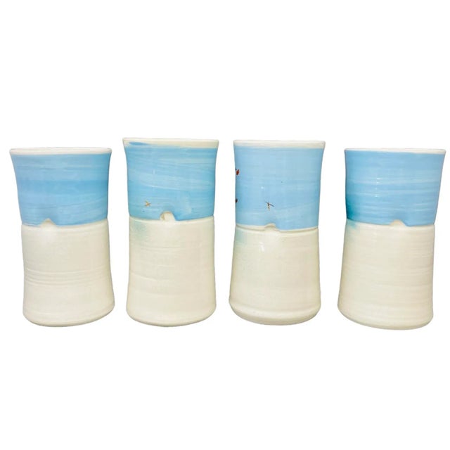 Vintage Pottery Tumblers a Set of 4 For Sale - Image 4 of 12