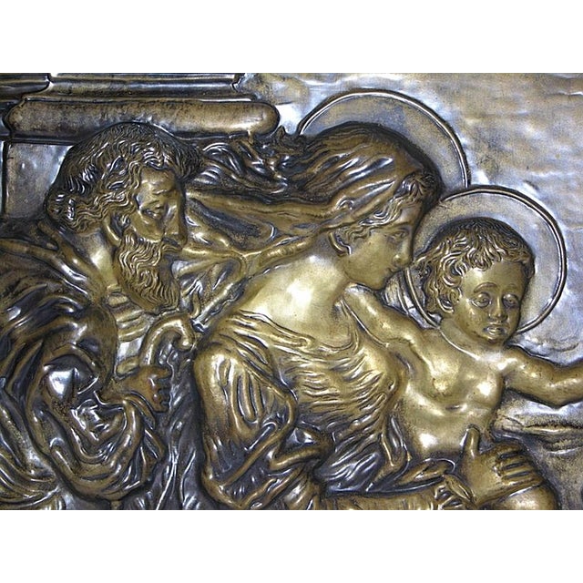 Embossed Brass Plate with the Holy Family Decor For Sale - Image 4 of 6