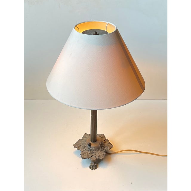 Antique Danish Brass Lion Paw Table Lamp, 1920s For Sale - Image 3 of 11