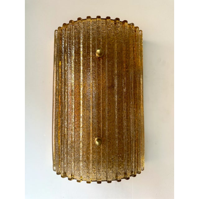 Contemporary Cola Gold Leaf Granita Murano Glass and Brass Sconces, Italy, Set of 5 For Sale - Image 6 of 12